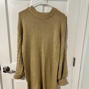 A New Day: Heavy Knit Long Sleeve Sweater Dress, XS, beige/brown